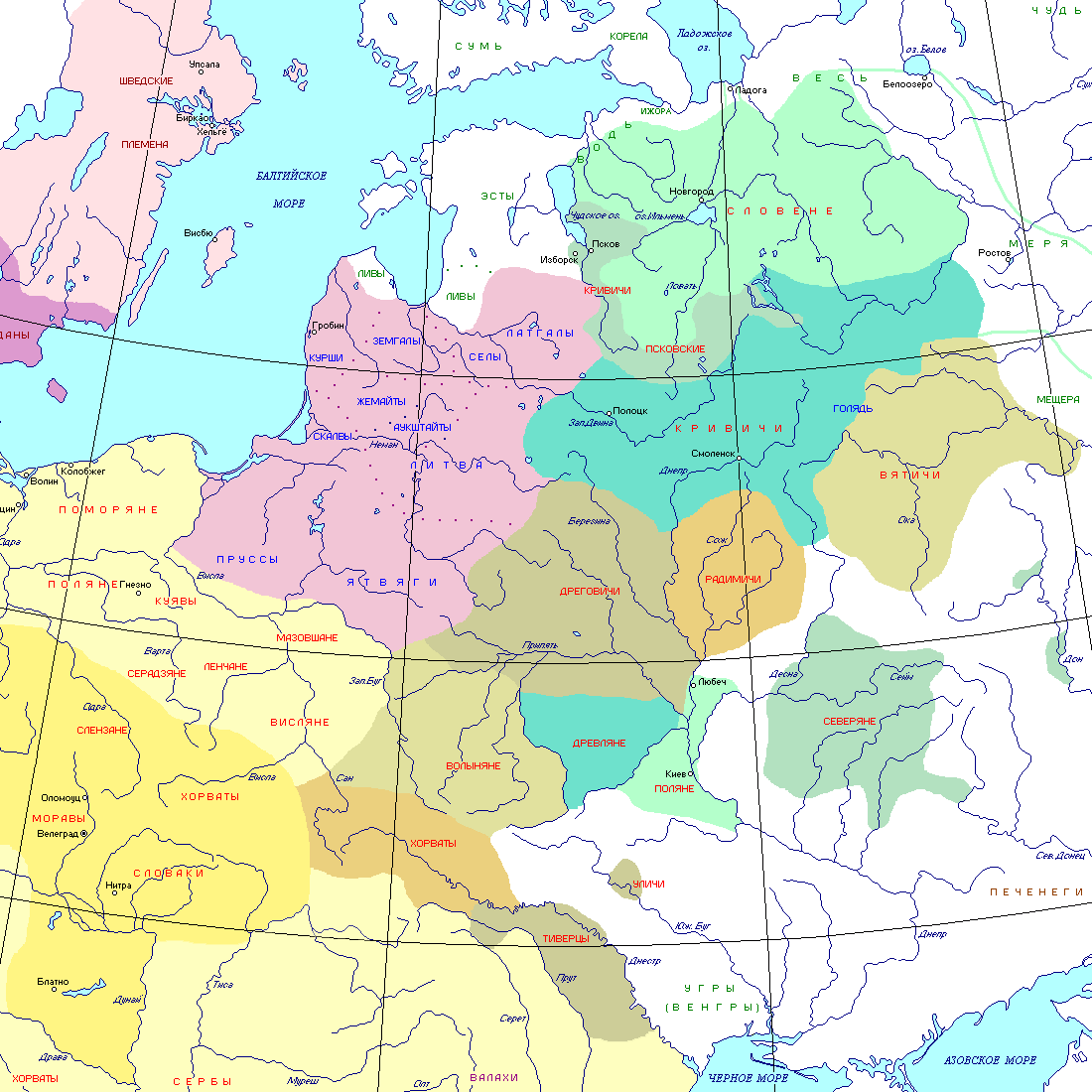 Карта прусских племен