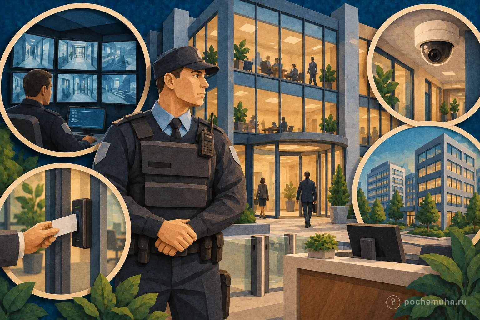 Обеспечение охраны в различных офисных зданиях