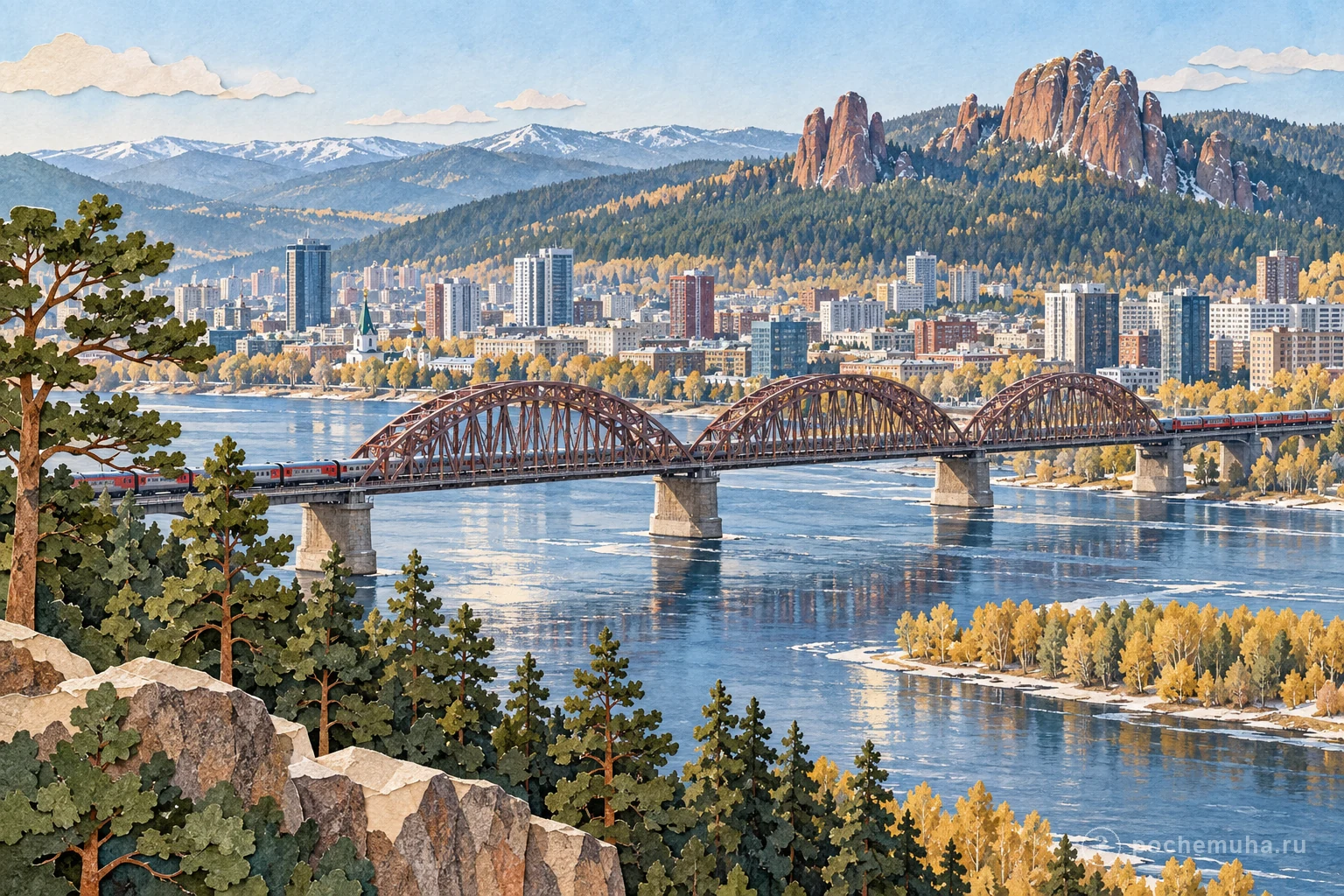 Интересные факты о Красноярске: Енисей, мосты и Столбы