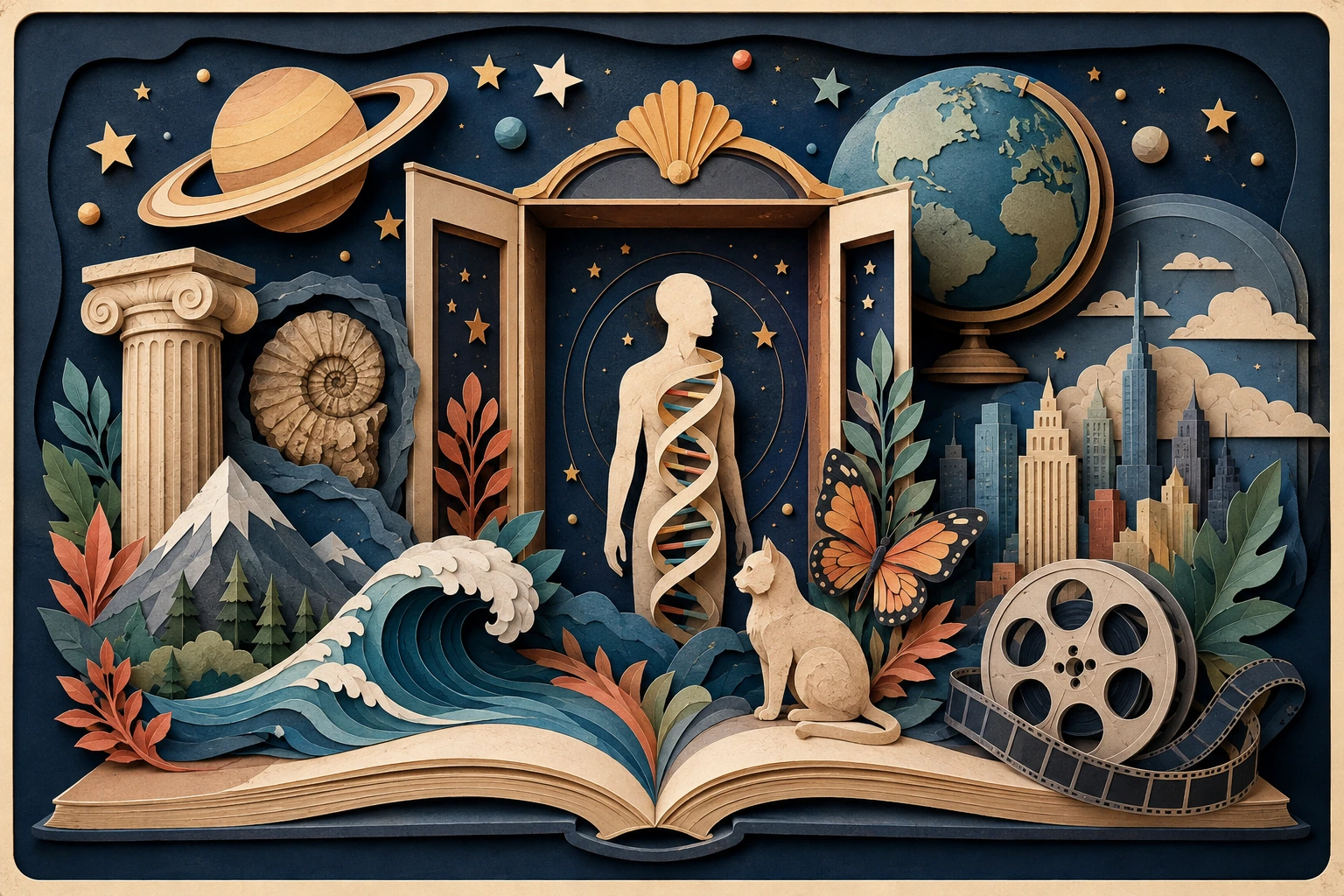 Космос, Земля, человек, природа, история, книги и кино в энциклопедической композиции