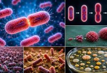 # Почему бактерии быстро размножаются? Бактерии настолько малы, что их невозможно увидеть без микроскопа. Но несмотря на крошечный размер, они умеют очень быстро увеличивать свою численность. Иногда одна бактерия за несколько часов может дать начало целой колонии. Именно поэтому пища портится, инфекции быстро распространяются, а микроорганизмы так успешно живут почти везде. ## Как бактерии размножаются Большинство бактерий размножается делением надвое. Сначала клетка увеличивается, копирует свою ДНК, а затем разделяется на две почти одинаковые дочерние клетки. Этот процесс называют бинарным делением. Главное отличие от размножения многих животных и растений в том, что бактерии не ищут партнёра и не тратят много времени на сложное развитие потомства. Одна клетка просто становится двумя. ## Почему это происходит так быстро Бактерии устроены проще, чем клетки животных и растений. У них нет ядра и многих сложных внутренних структур. Благодаря этому клетка может быстрее копировать свои главные компоненты и делиться. В хороших условиях некоторым бактериям достаточно 20–30 минут, чтобы разделиться. Если пищи много, тепло подходящее, а влаги достаточно, численность бактерий растёт очень быстро. ## Почему рост становится взрывным Размножение бактерий идёт по принципу удвоения. Одна бактерия становится двумя, две — четырьмя, четыре — восемью. Через несколько циклов количество клеток увеличивается уже не в несколько раз, а в тысячи и миллионы. Такой рост называют экспоненциальным. Именно поэтому бактерии могут быстро заселять продукты, воду, почву и живые организмы. ## Почему бактерии не размножаются бесконечно Хотя бактерии делятся быстро, их рост ограничен. Колонии мешают: * нехватка пищи; * накопление отходов; * высыхание; * холод или жара; * действие иммунной системы; * антибиотики и дезинфекция. Когда условия ухудшаются, размножение замедляется или почти прекращается. Некоторые бактерии способны пережидать тяжёлые времена в устойчивой форме, например в виде спор. ## Почему это важно для человека Быстрое размножение бактерий может быть опасным, если речь идёт о болезнетворных микробах. Но бактерии бывают и полезными. Они участвуют в пищеварении, помогают создавать йогурт, сыр, квашеные продукты и перерабатывают органические вещества в природе. --- Бактерии быстро размножаются потому, что они устроены просто и делятся надвое без сложного процесса размножения. В подходящих условиях каждая клетка быстро даёт две новые, поэтому численность колонии может резко увеличиваться за короткое время. Эта способность делает бактерии одними из самых успешных организмов на Земле.